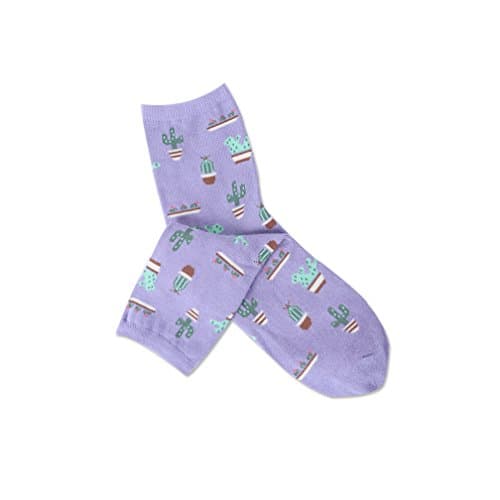 Harajuku Cute Pastel Socks Cactus Pattern (Lavender)