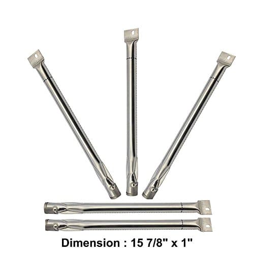 14051 (5 pack) Universal Stainless Steel Burner Replacement for BBQ Gas Grill Brinkmann, Charmglow , Charmglo, Uniflame Model Grills (15 7/8" x 1")