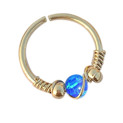 18g 5/16'' Opal Septum Gold Split Nose Ring Helix Hoop Opal Cartilage Earrings Piercing