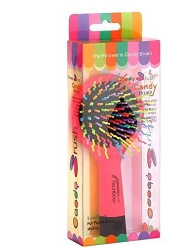 Rainbow Hair Brush With Multi- Coloured S Curl Wave Design Bristles - Women Colleague Female Friend Partner Teenager Teenage Girls Her Popular Health & Beauty Pamper Essential Bath and shower (Pink rainbow)