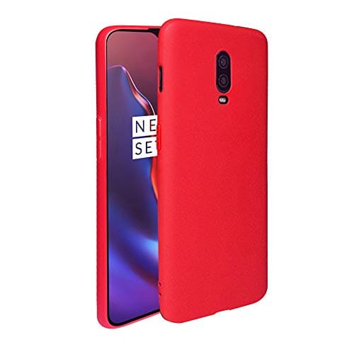 Protection Bundle for OnePlus 6T, Red TPU Case + Tempered Glass Screen Protector, Ultra Thin Matte Protective Cover for One Plus 6T (Red)
