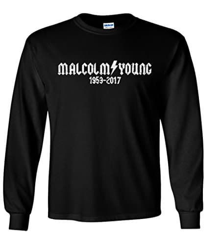 Malcom Young Tribute memorial ACDC Tshirt #2 Long Sleeve X Black