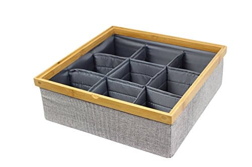 Twill Stackable Closet Tray 9-Dividers Drawer and Closet Storage Bin