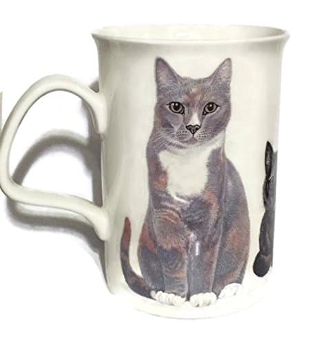 Cat Lovers Fine Bone China Coffee Mug - Grey White