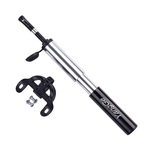 Mini Bike Pump,YangGe Portable Cycle Frame Pump, Mini Bicycle Tire Pump for Road, Mountain,Hybrid &amp; BMX Bikes - Fit Presta &amp; Schrader Valve, Soccer ball needle Included-Black&amp;Silver