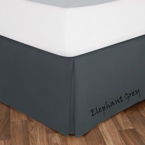 NH Luxuries Bedding Tailored Pleated King Size 1PC 400 Thread Count Bed Skirt - 8" Perfect Drop Length - Solid Color { Grey } Egyptian Quality Made By NH Linen