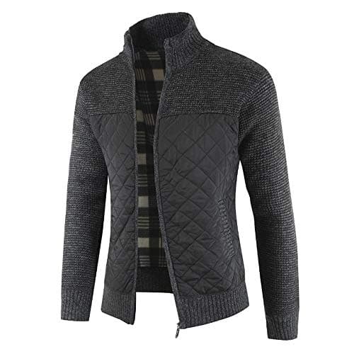Moserian Coat for Men Autumn Winter Packwork Warm Zipper Jacket Knit Cardigan
