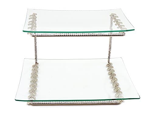 Two Level Tier Dessert Platter tray with clear shiny decorative stones