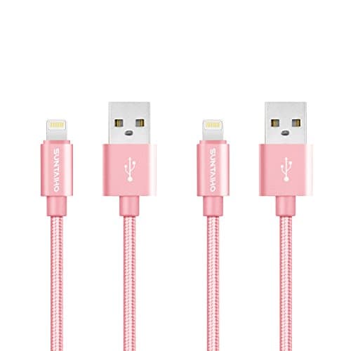 Suntaiho Lightning to USB Cable -6.6 Feet(2 Pack) Durable and Fast Charging cord for iPhone 7/7 Plus/iPhone 6S/6S Plus/iPhone SE/iPad,and More (Rose)