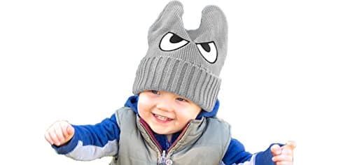Boy's Winter Hat, Solid Color Double Eye Pattern, Children's Winter Hat Ideal for Toddlers and Preschoolers - Multiple Colors (Gray)