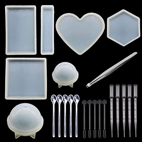 Large Resin Casting Molds Silicone Hexagon Rectangle Ball Molds, 7 PCS Different Sizes Jewelry Resin Casting Molds, Making Tools and Fill Material for Resin Jewelry, Insect Specimen DIY