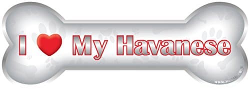 iLeesh i Love My Havanese Bone Car Magnet, Reflective Chrome