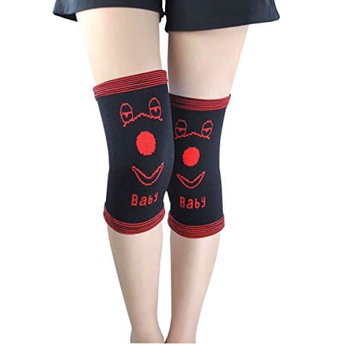 Children Knee Brace Sponge Sleeves Breathable Flexible Elastic Support Protector Pad 1 Pair (Black and Red, M)