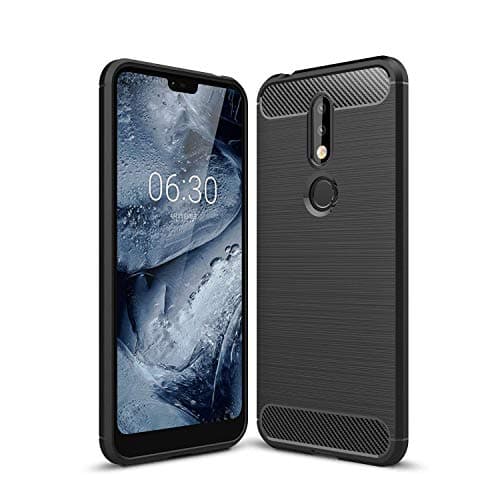 GVTECH Case for Nokia 7.1 TPU Cover Ultra Thin, Lightweight Carbon Fiber Design Flexible Bumper Rubber Protective Case for Nokia 7.1, Black