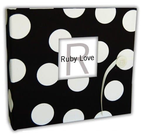 Black &amp; White Polka Dot Baby Memory Book - MOD Ruby Love Baby Book
