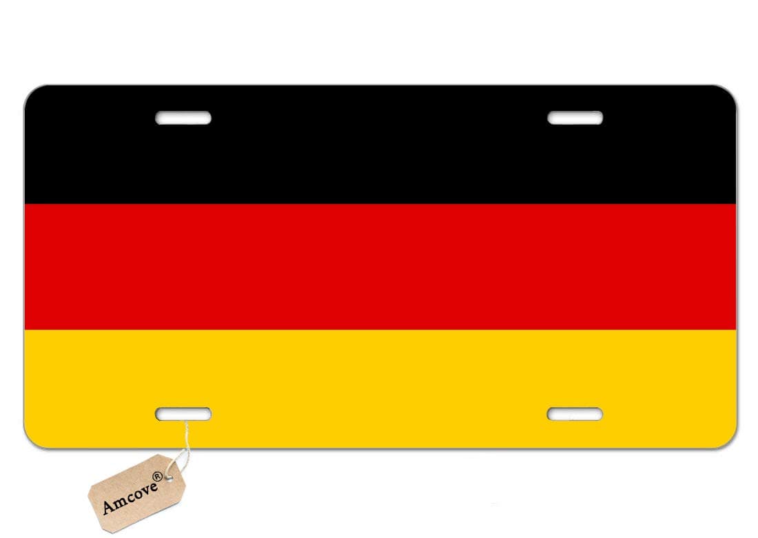 License Plate Germany Flag Decorative Car Front License Plate,Vanity Tag,Metal Car Plate,Aluminum Novelty License Plate for Men/Women Car,6 X 12 Inch