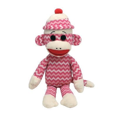 Ty Beanie Buddies Socks The Monkey (Pink/White Zig Zag)