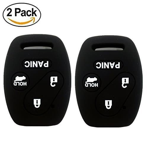Pack 2 Black Rubber Key Fob Case Cover Keyless Entry Remote Key Fob Skin Cover Protector Jacket fit for Honda Accord Civic CR-V 3+1 Buttons