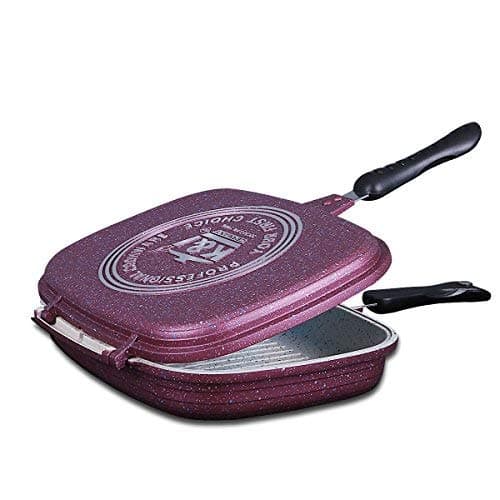 KI Nonstick Double Pan - Multipurpose Pan - Meat, Fish, Vegetables, Frittata Pan - Multilayer Marble Nonstick - Stone Earth Marble Nonstick Ceramic Pan - 1 Year Warranty (12 in)
