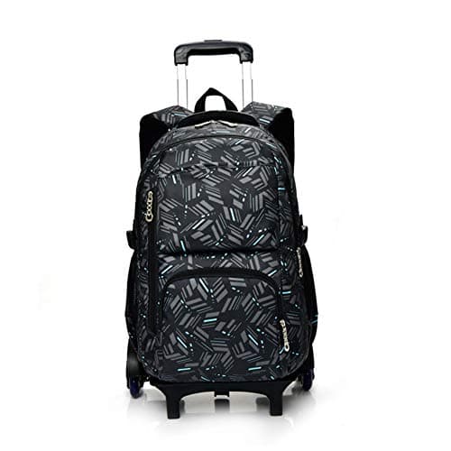 INVECHMARKET 19 Inch Rolling Backpack 6Wheels Trolley Backpack High-Capacity School Bag Removable Student Backpack