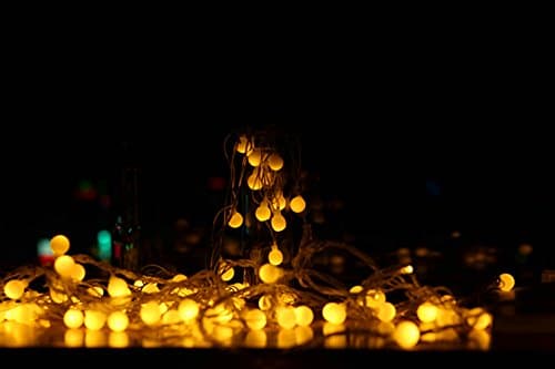 34ft Outdoor Globe String Lights LED Warm White Fairy Twinkle Lights & USB Powered &Transparent String Cable