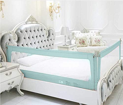 2 Set for 2 Sides (1 Set of 2 M for Length Side and 1 Set of 1.9 M for feet Side) King Size Bed Safety Bed GuardRail Bed Fence for Children, Toddlers, Infants-Green Color
