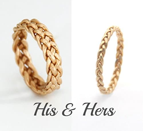 Handmade 14K His and Hers Wedding Ring Set Matching Rings for him and her Yellow, Rose or White Gold