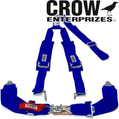 Crow Enterprizes Quick Release Blue Seat Belt 3 Inch Lap 2 Inch Padded Shoulders 3 Point Y-Type