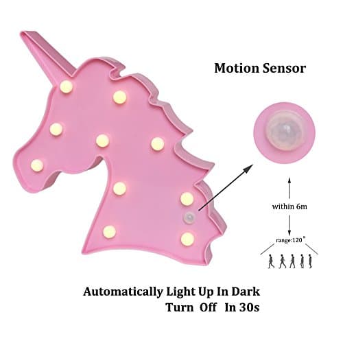 Vimlits Unicorn shaped motion sensor night light unicorn sign marquee light animal table lamp bedroom decoration - Pink Unicorn Head