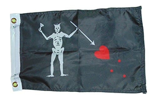 quarks Edward Teach Black Beard Pirate Flag Polyester 12 X 18 Inches Boat Motorcycle Fort