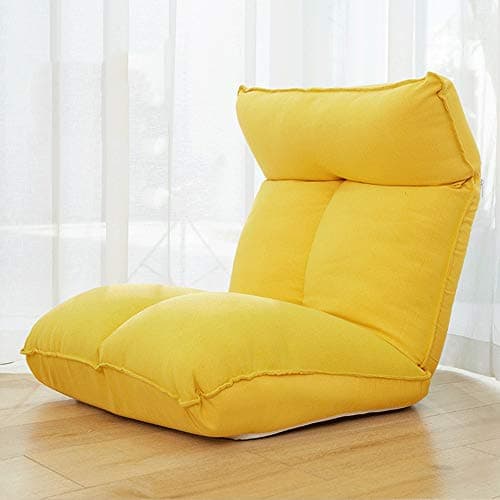Adjustable 14-speed Floor Chair Memory Foam Foldable Sofa Chair Leisure Lazy Sofa Portable Chair, TV Bedroom Study Room Playroom Seat (Color : Yellow)