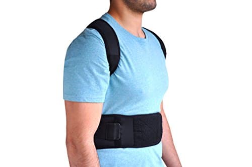 Timberlane Co Back Posture Corrector Clavicle Support for Men and Women | Fully Adjustable Brace to Improve Bad Posture, Lumbar, Back Pain Relief | Magnetic Stones to Generate Heat |(Black)(L)