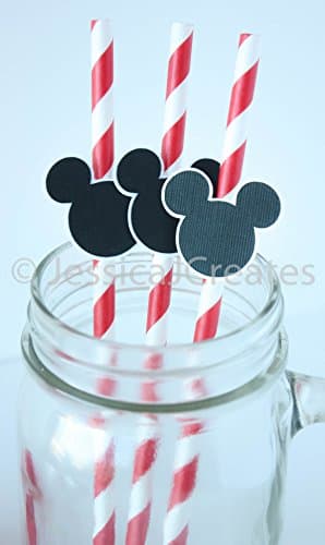 Mickey Mouse - Mickey Mouse Paper Straws - Paper Straws - Mickey Mouse Inspired Straws - 12 ct