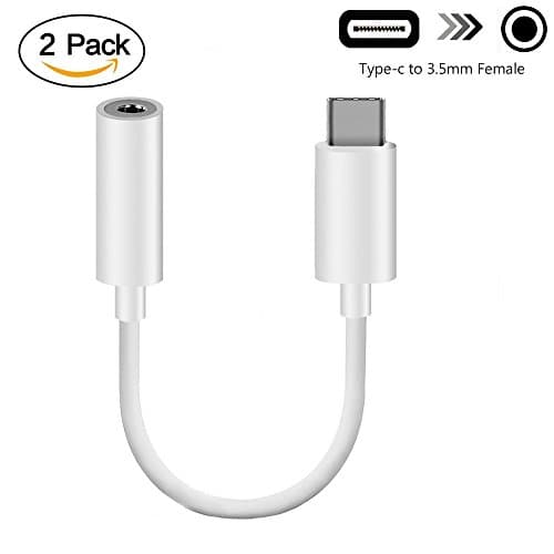 Type C to 3.5mm Headphone Audio Jack Adapter Converter, AWOGER USB-C to 3.5mm Female Aux Microphone Connector Cable for Motorola Moto Z Series, MacBook Pro, LeEco Le 2/Max 2 and More (2 Pack)