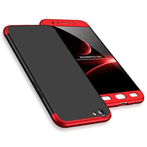 Oppo F3 Plus Case, Ultra-Thin 360 Full Protection Case [Rugged Armor] Bumper PC Phone Cases Shockproof Protective Cover for Oppo F3 Plus (Black-Red)