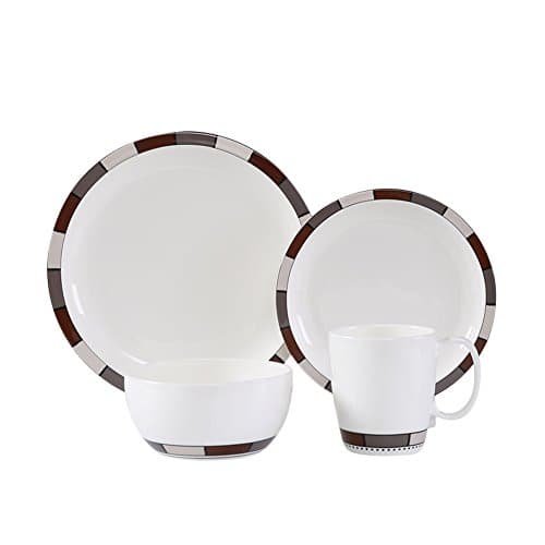 WhitePeony Nevada 16-Piece Bone China Dinnerware Set, Service for 4