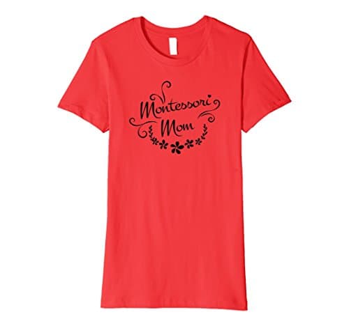 Womens Montessori Mom Tshirt Medium Red