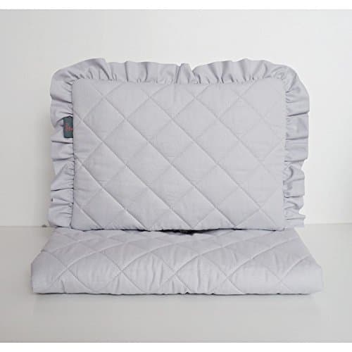 New 2pcs Small Bedding Set 71x80cm for Space Saver Cot, Mini Cot, Crib, Cradle, Compact Cot, Travel Cot & Pram - Powder Pink, Grey, White, Mint - Baby boy or Baby Girl (Grey)