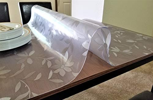 Plastic Table cloth, Multi size Table Protector Pad - PVC Vinyl Top Protector for rectangle desk, wood table cover for dining table - Heavy duty Tablecloth (36 X 72 inches, Floral 1.5mm Thick)
