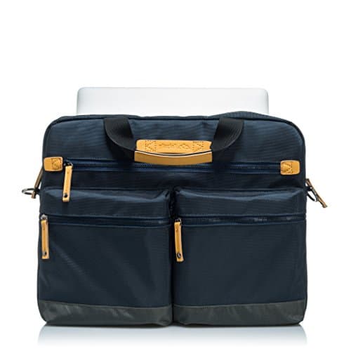 GLACIAL Trend Messenger Bag - Large Leather &amp; Polyester Shoulder Bag for Men - Fits 15” Laptop &amp; Tablet - Detachable Padded Nylon Comfort Strap - For Work &amp; School