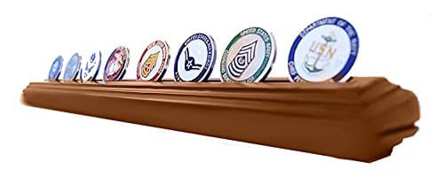 DECOMIL - Military Collectible Challenge Coin Holder, Solid Walnut, Large, 1 Rows
