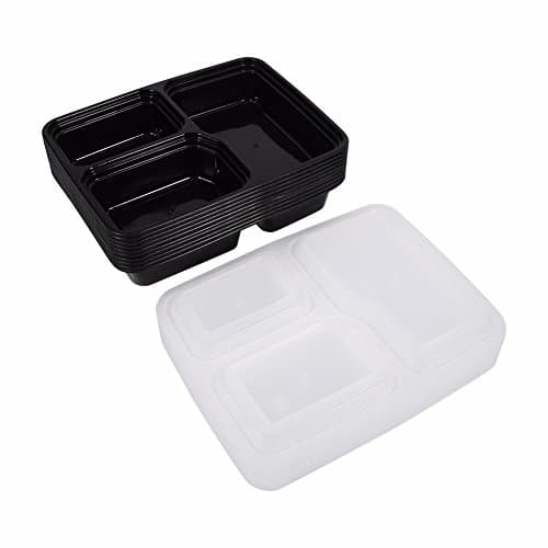 TNZMART Meal Prep Containers [12 Pack] 3 Compartments with Lids, Food Storage Bento Box | BPA Free | Stackable | Reusable Lunch Boxes, Microwave/Dishwasher/Freezer Safe,Portion Control (24 oz)