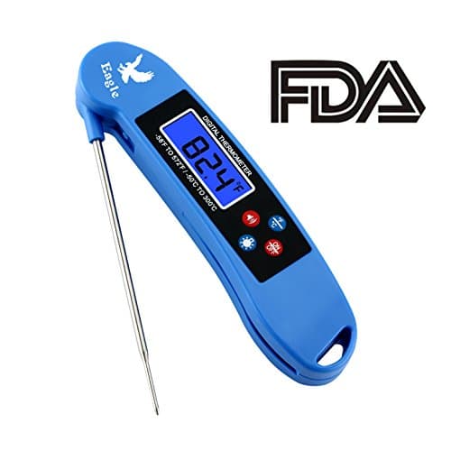 Digital Talking Kitchen Thermometer, Instant Read Digital Cooking Food Thermometer with Blue Backlit LCD Display and Voice Function for Grill, Coffee, BBQ, Smoker, Candy, Milk and Bath Water