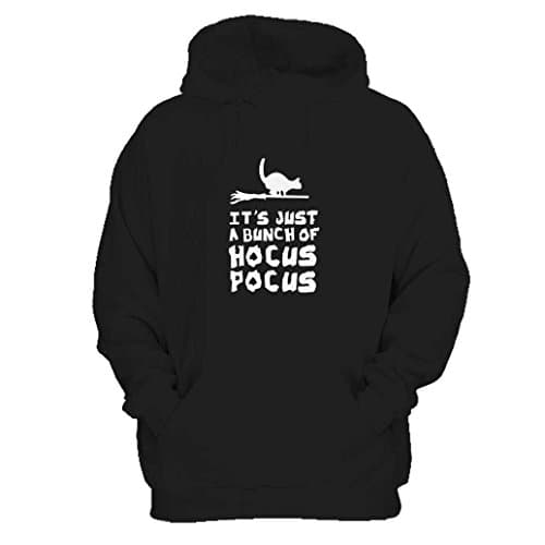 Hocus Pocus It's Just A Bunch Of Hocus Pocus Magic Witch On Broom Black Cat Halloween Movie Hoodie X-Large Black