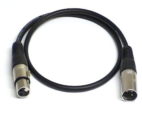 0.5m Balanced XLR Patch Lead Cable, XLR Male to Female - Black