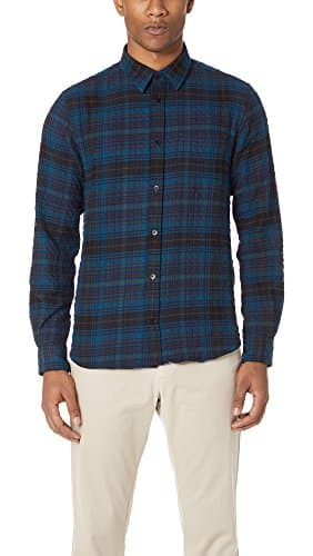 Norse Projects Men's Osvald Texture Check Shirt, Navy Check, Large