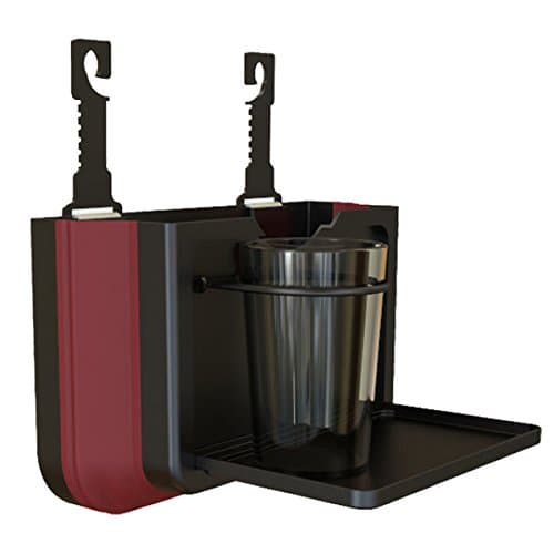 Auxeo Folding Car Garbage Can,Portable Creative Hanging Multifunction Finishing Box and Storage Box with Cup Holders for Cars (Black)