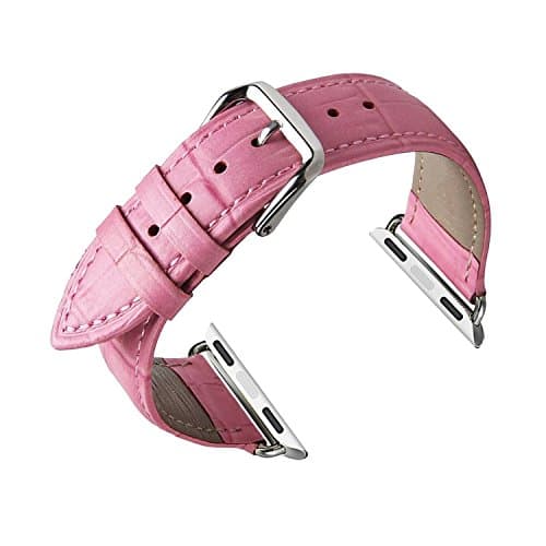 Apple Watch Band,Yogem Genuine Crocodile Pattern Leather Replacement Wrist Band Apple Watch 42mm (Hot Pink)
