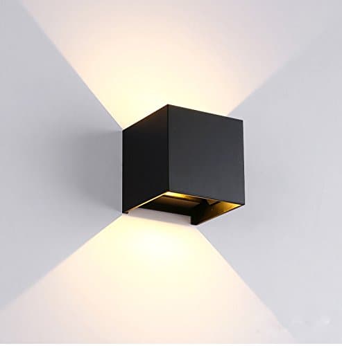 Waterproof 7W Aluminum Cube COB LED Wall Lamp Wall Light Modern Home Lighting Indoor Outdoor Decoration (Black Body(Warm White))