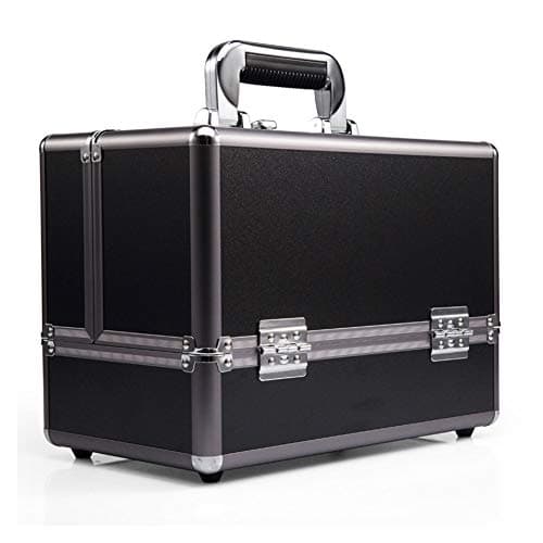 KINYNE Large Make Up Box, 6 Trays Storage Beauty Box Vanity Case Makeup Organiser Nail Jewelry Cosmetic Box Artist Storage Case Makeup Train Case